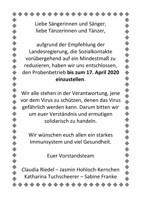 Info vorübergehende Schließung