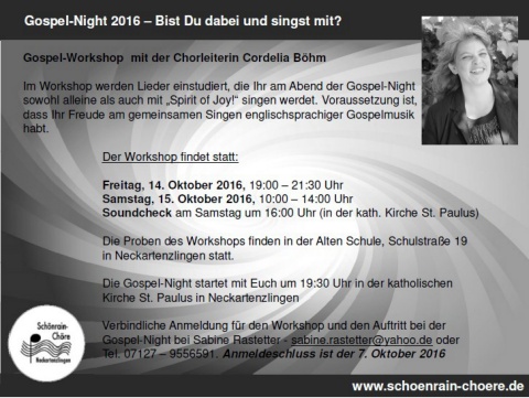 Anzeige Gospel Workshop 2016 sw
