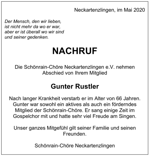 Nachruf Gunter Rustler