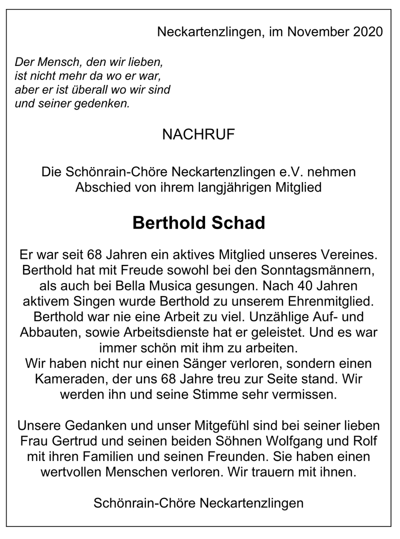 Nachruf Schad Berthold